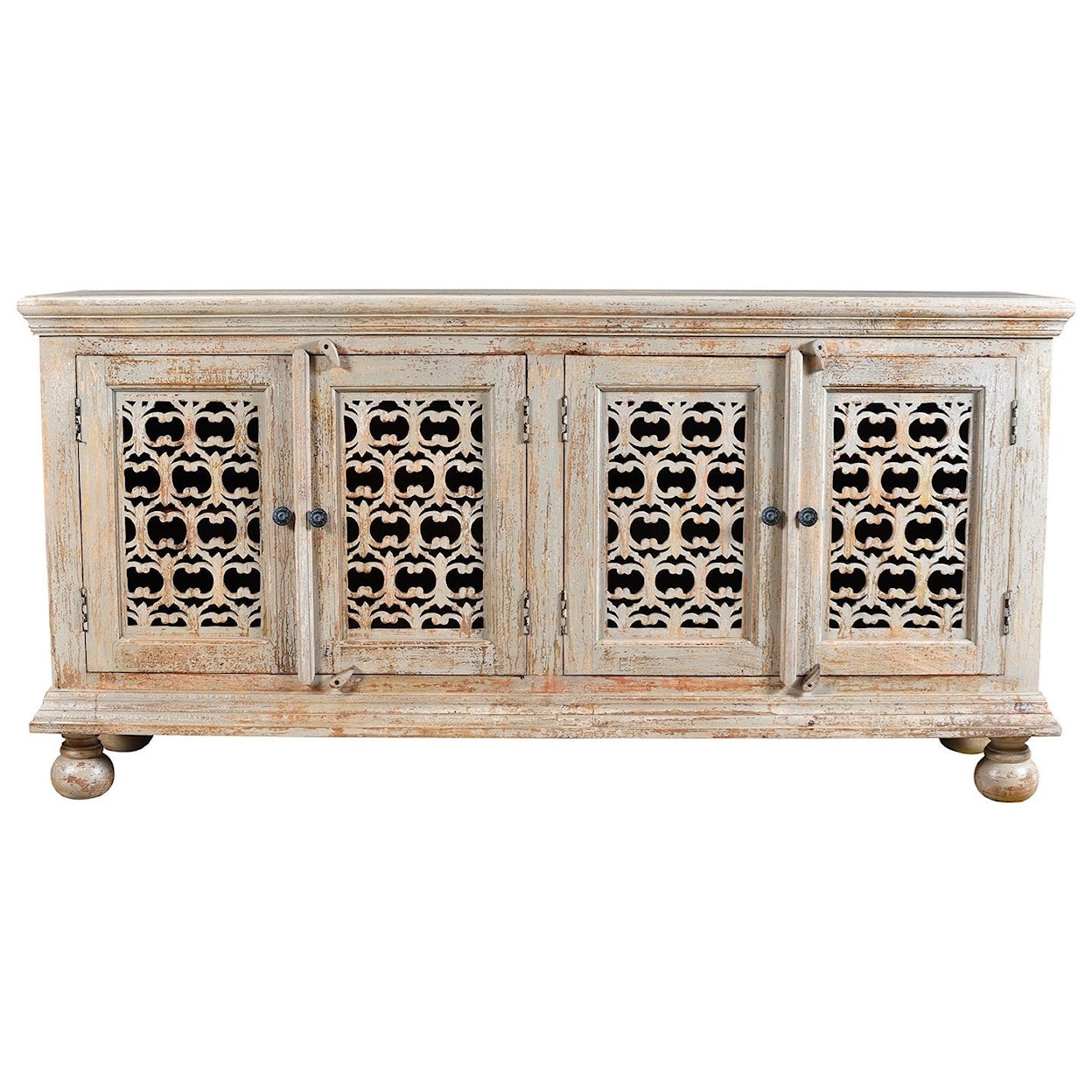 Crestview Collection Accent Furniture Bengal Manor Mango Wood Aged Ash 4 Door Carv