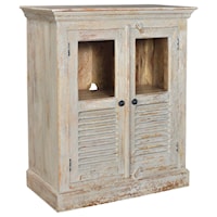 Bengal Manor Mango Wood Aged Ash 2 Door Louvered and Glass Cabinet