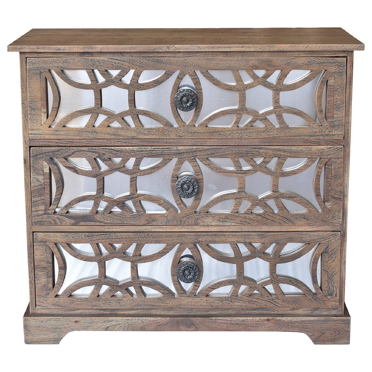 Crestview Collection Accent Furniture Bengal Manor Dark Mango Wood 3 Drawer Fretwo