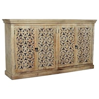 Bengal Manor Mango Wood Carved 4 Door Sideboard