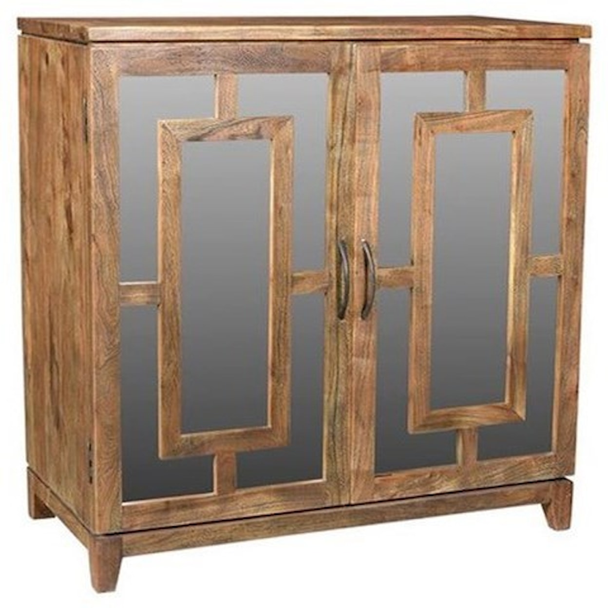 Crestview Collection Accent Furniture Acacia Wood Mirrored Cabinet
