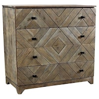 Bengal Manor Acacia Wood Diamond Patterned 4 Drawer Chest