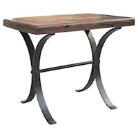Bengal Manor Iron and Acacia Wood Diamond Patterned Rectangle End Table