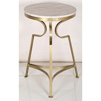 Bengal Manor Solid Iron Accent Table in Antique Brass Finish w/ Marble Top