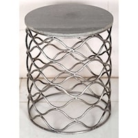 Bengal Manor Solid Iron Accent Table in Nickel Finish w/ Grey Marble  Top
