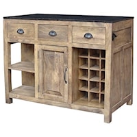 Bengal Manor Mango Wood and Granite Kitchen Island