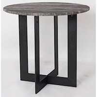 Bengal Manor Solid Iron Accent Table w/ Rough Grey Marble Top