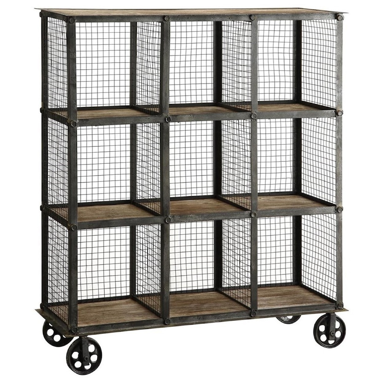 Crestview Collection Accent Furniture Industria Metal And Wood Bookcase