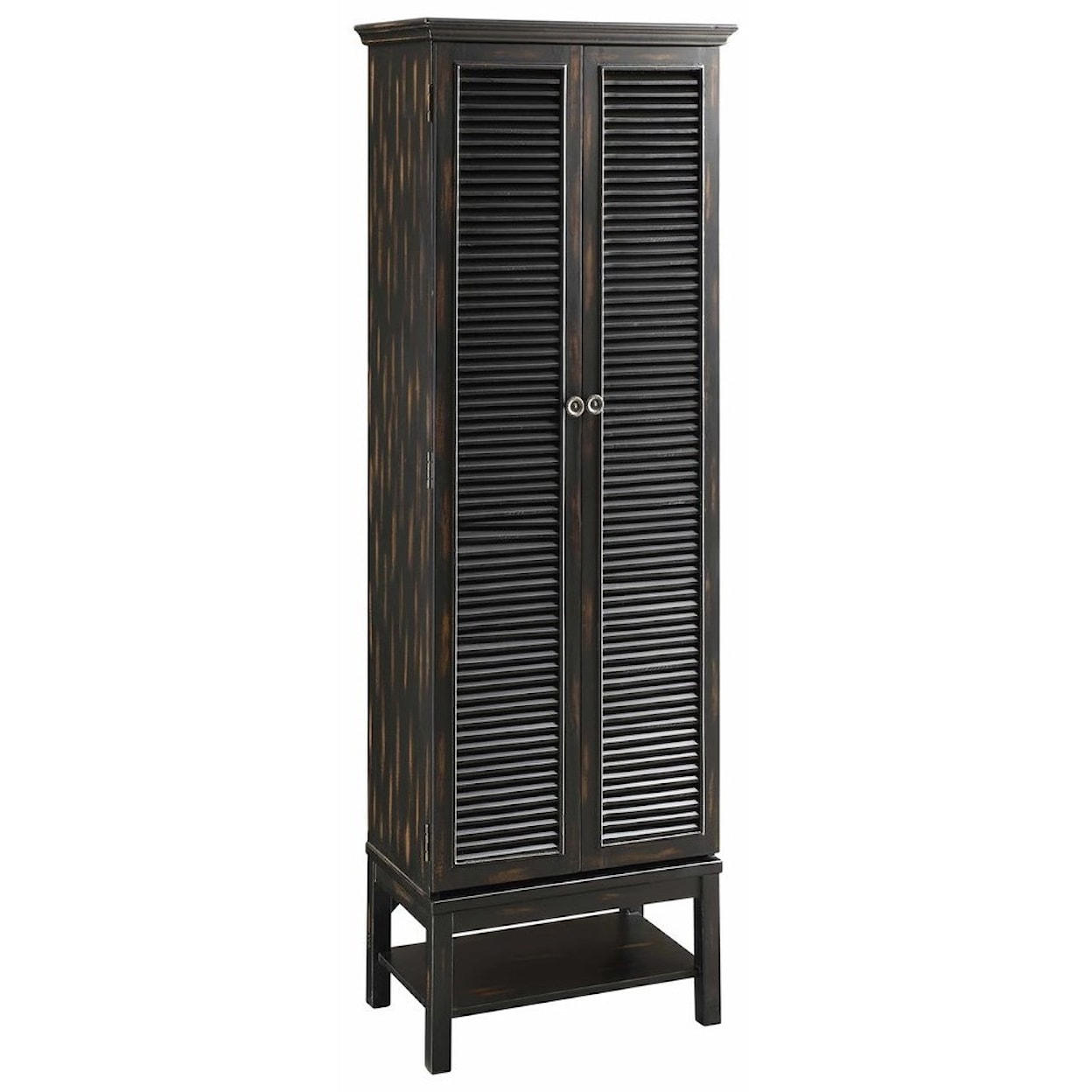 Crestview Collection Accent Furniture Wilmington Louvered Door Tall Black Cabinet