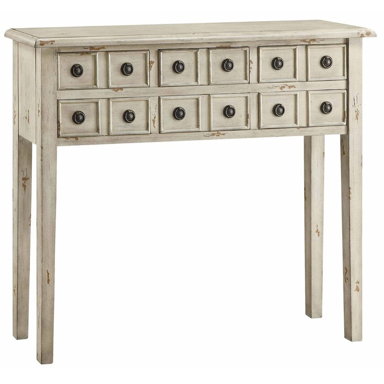Crestview Collection Accent Furniture Newcastle 6 Drawer Antique White Console
