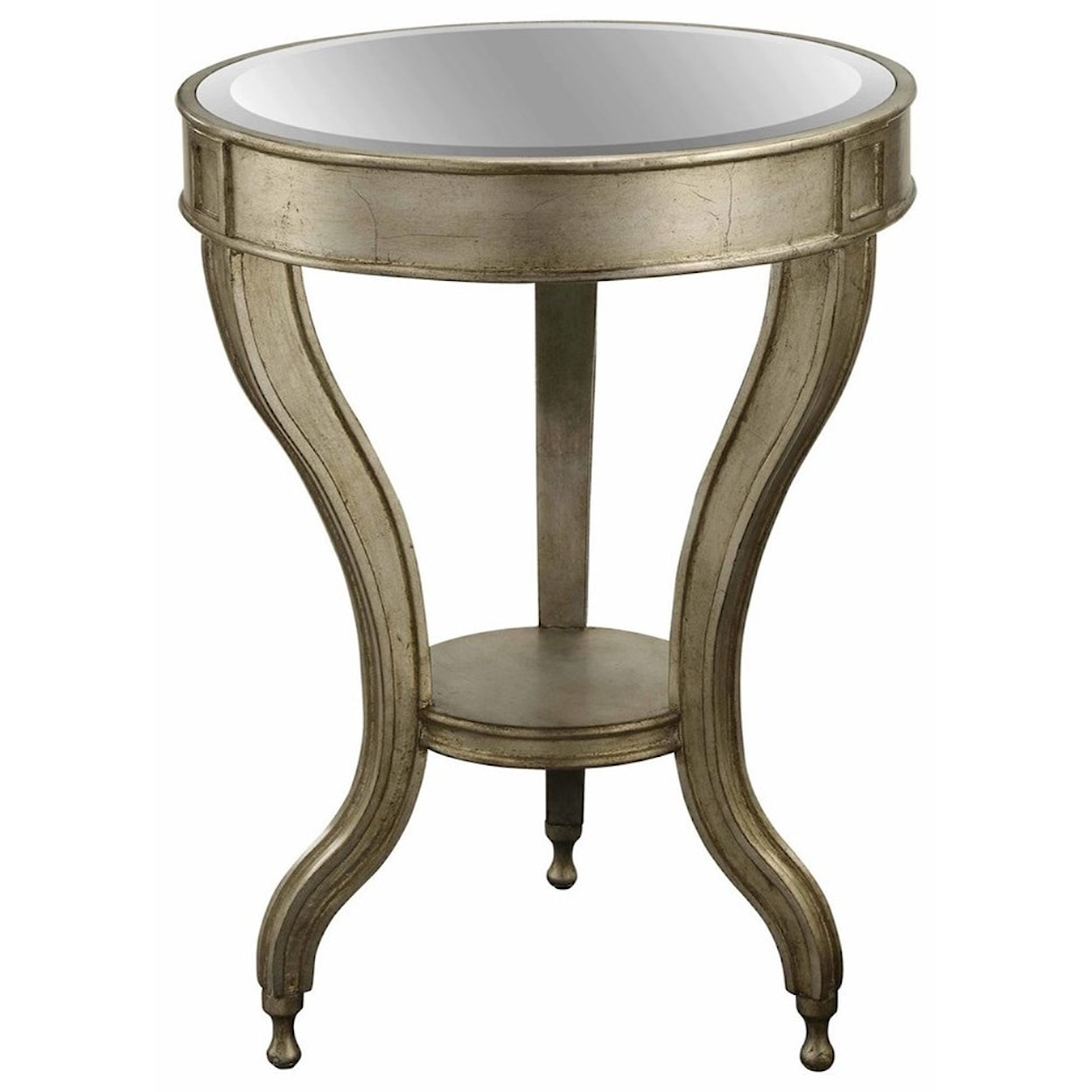 Crestview Collection Accent Furniture Beverly Gold Leaf Mirrored Accent Table