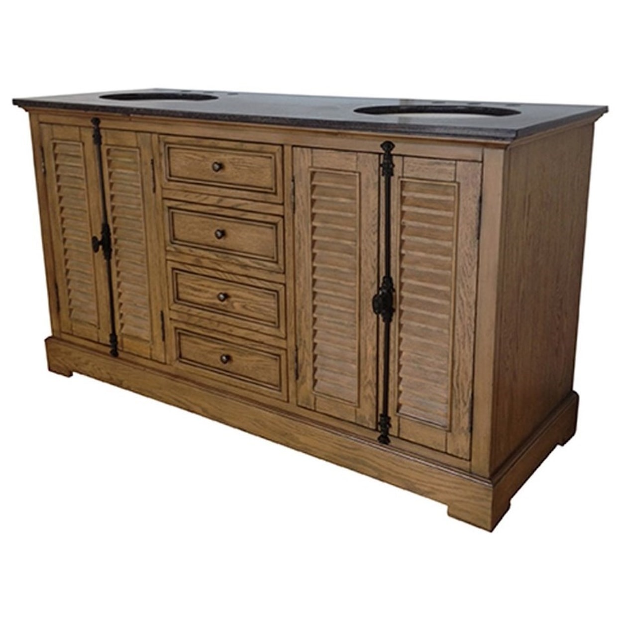 Crestview Collection Accent Furniture Oak Ridge 4 Louvered Door / 4 Drawer 60" Dou