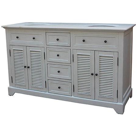 Cottage White 4 Louvered Doors / 4 Drawers 6