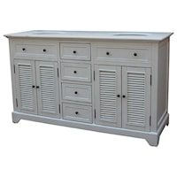 Cottage White 4 Louvered Doors / 4 Drawers 60" Double Vanity Sink