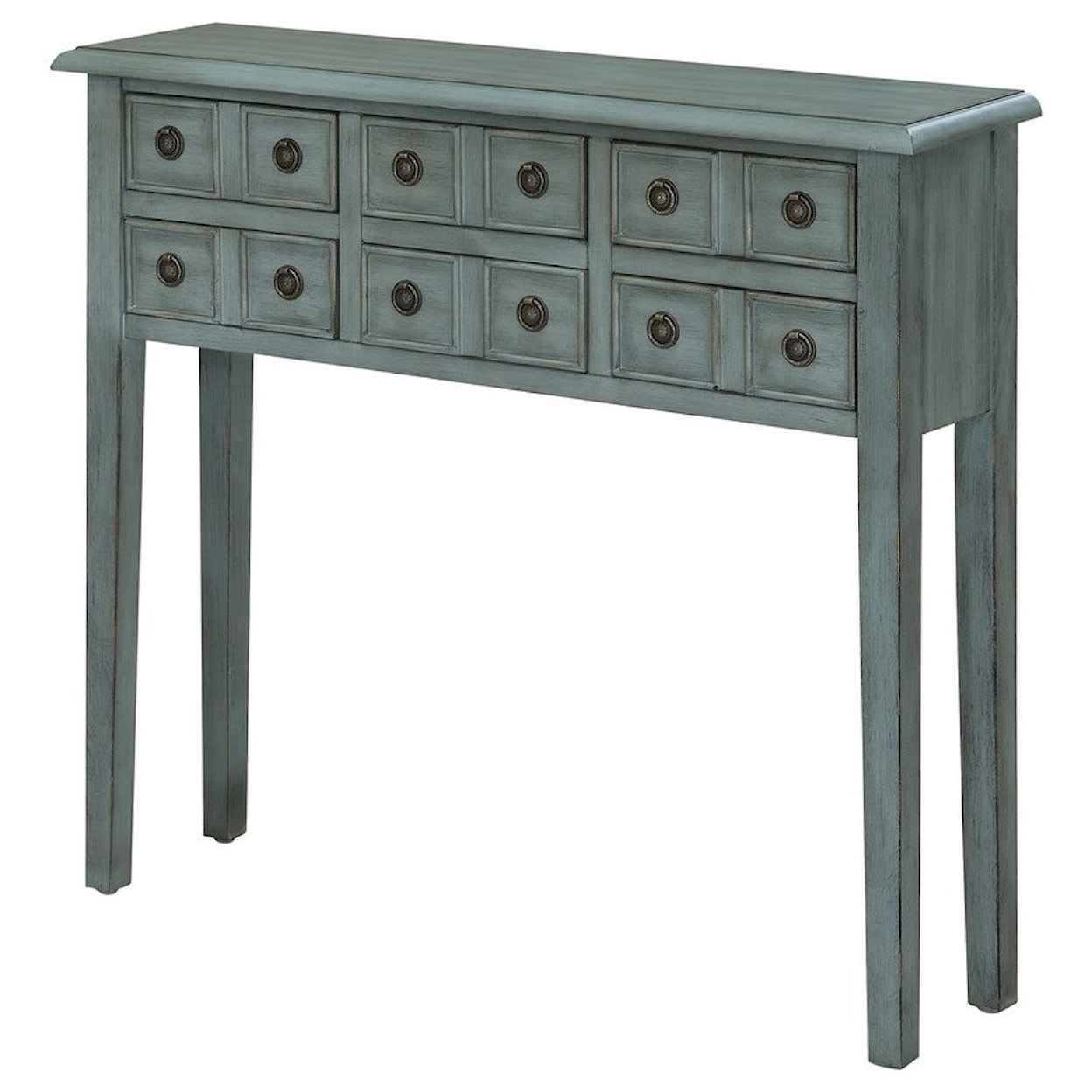 Crestview Collection Accent Furniture Florence 6 Drawer Teal Console