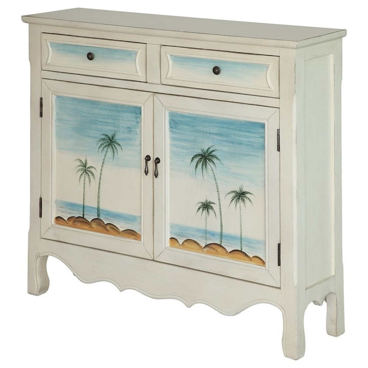 Crestview Collection Accent Furniture Seaside Coastal Scene Cupboard