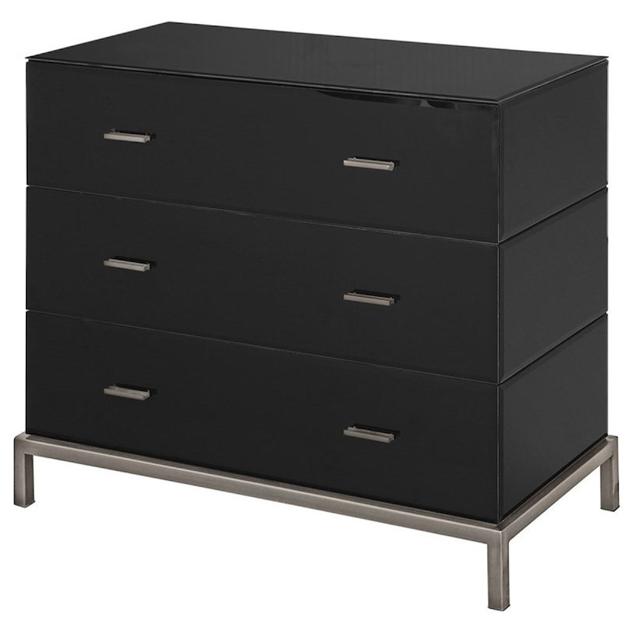 Crestview Collection Accent Furniture Mercury Black Glass And Antique Brass 3 Draw