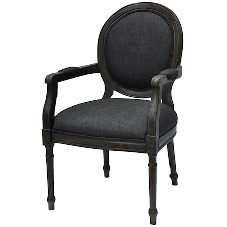Grayson Rustic Wood And Gray Linen Chair