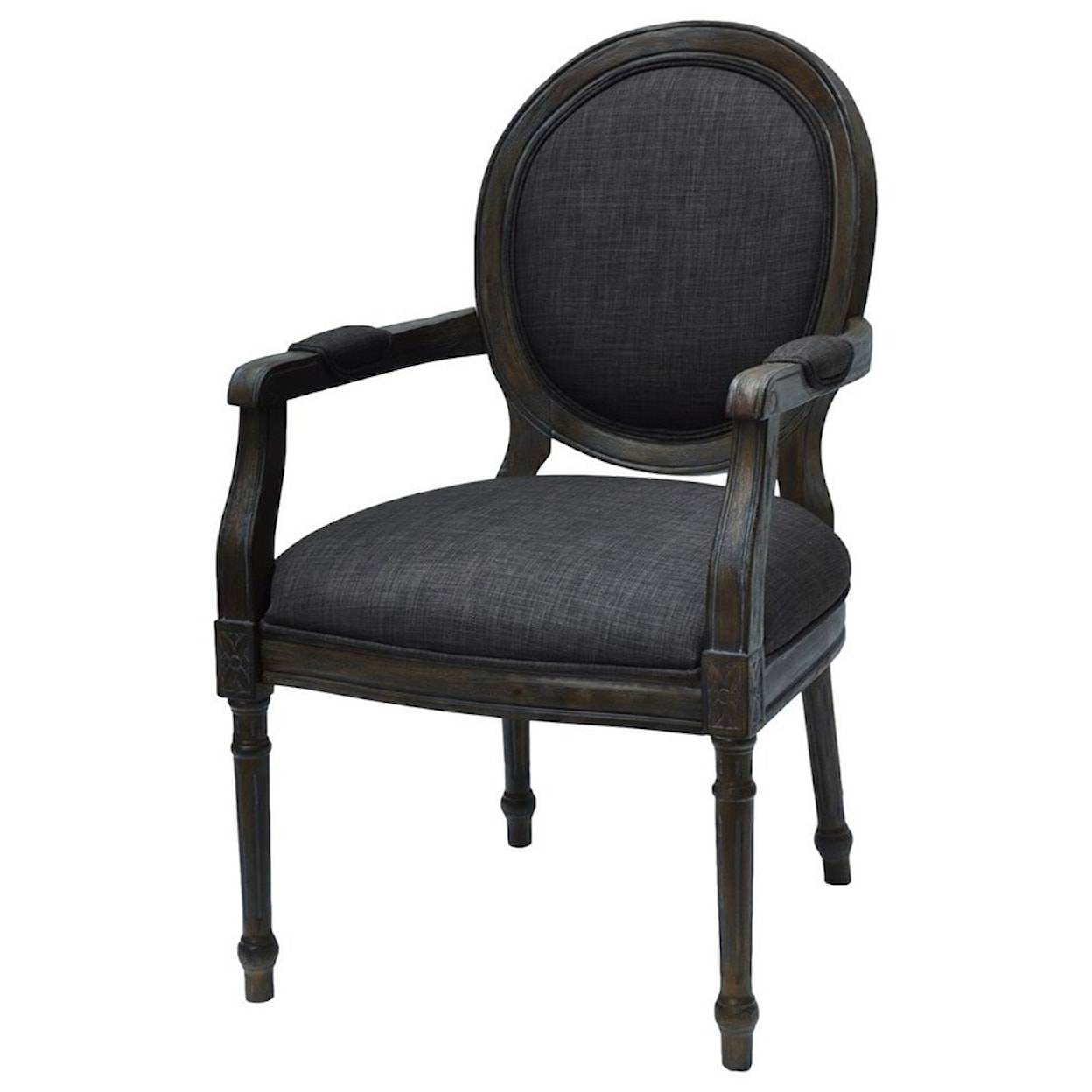 Crestview Collection Accent Furniture Grayson Rustic Wood And Gray Linen Chair