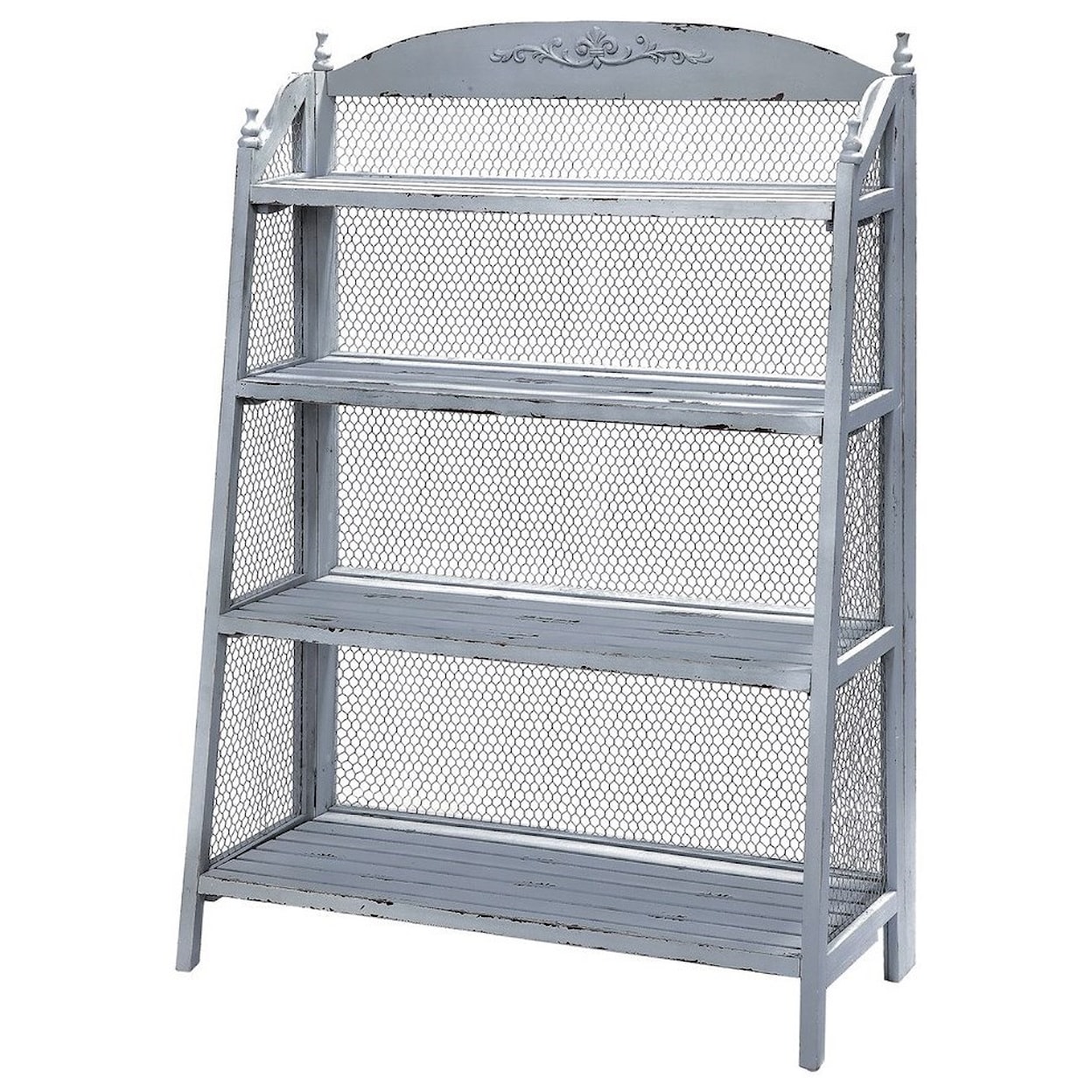 Crestview Collection Accent Furniture Lydia Pale Grey And Chicken Wire Bookshelf