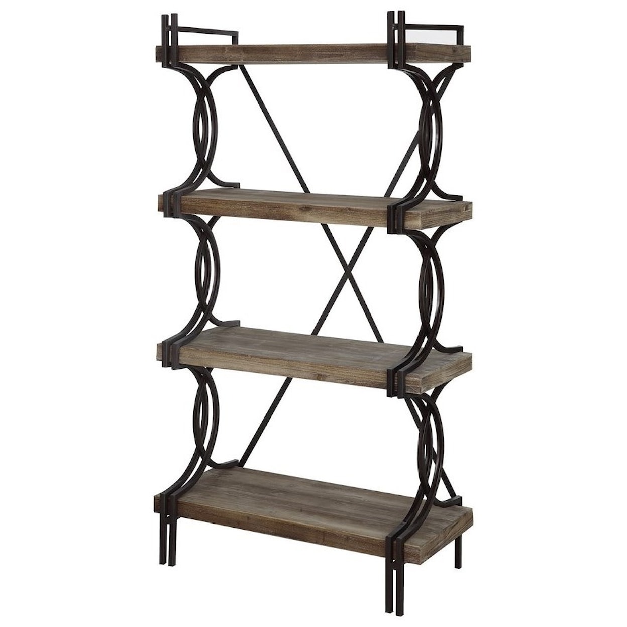 Crestview Collection Accent Furniture Industrial Metal And Wood Etagere