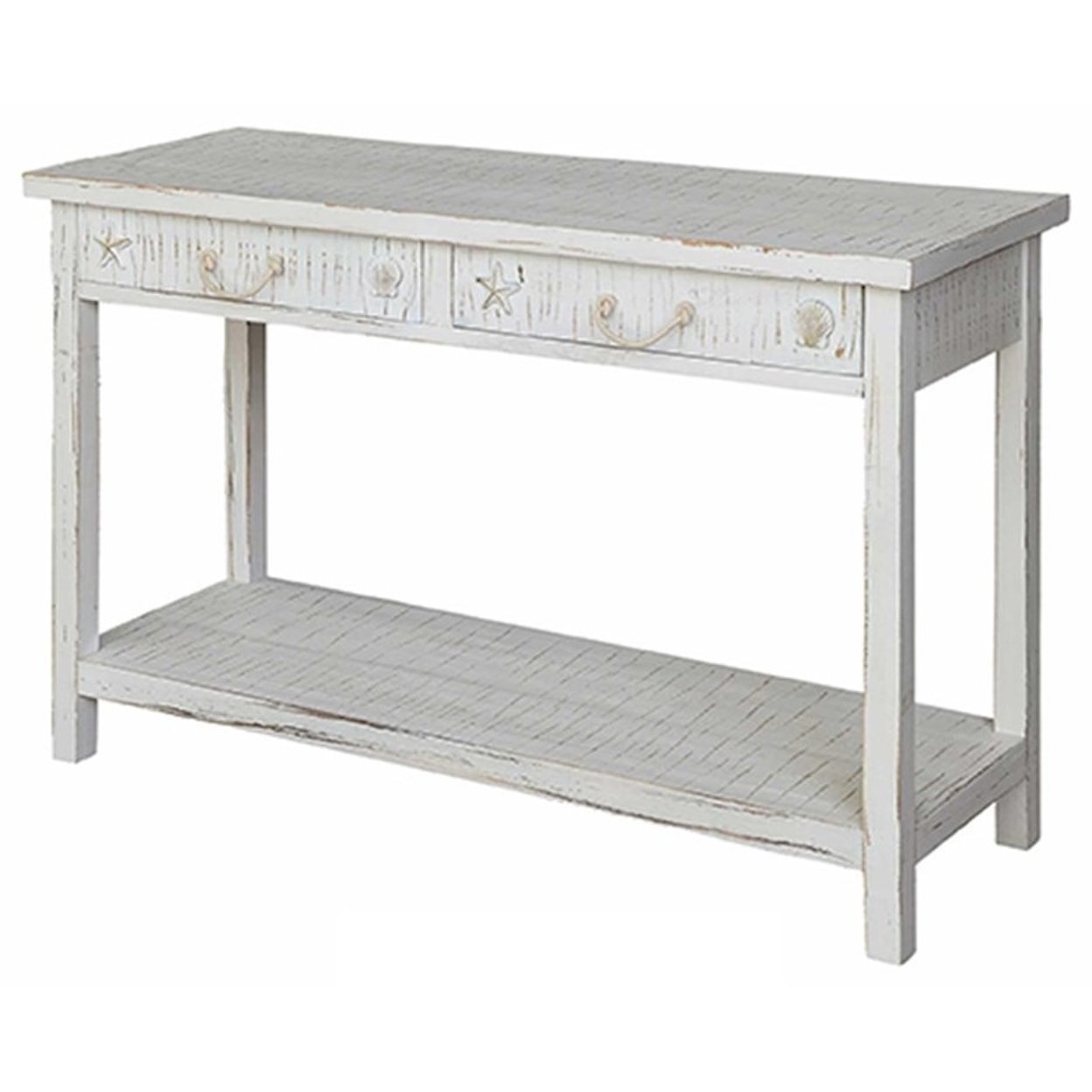 Crestview Collection Accent Furniture Seaside White Coastal Console Table