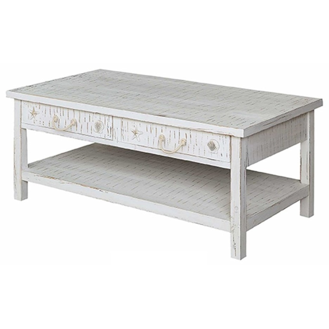 Crestview Collection Accent Furniture Seaside White Coastal Cocktail Table