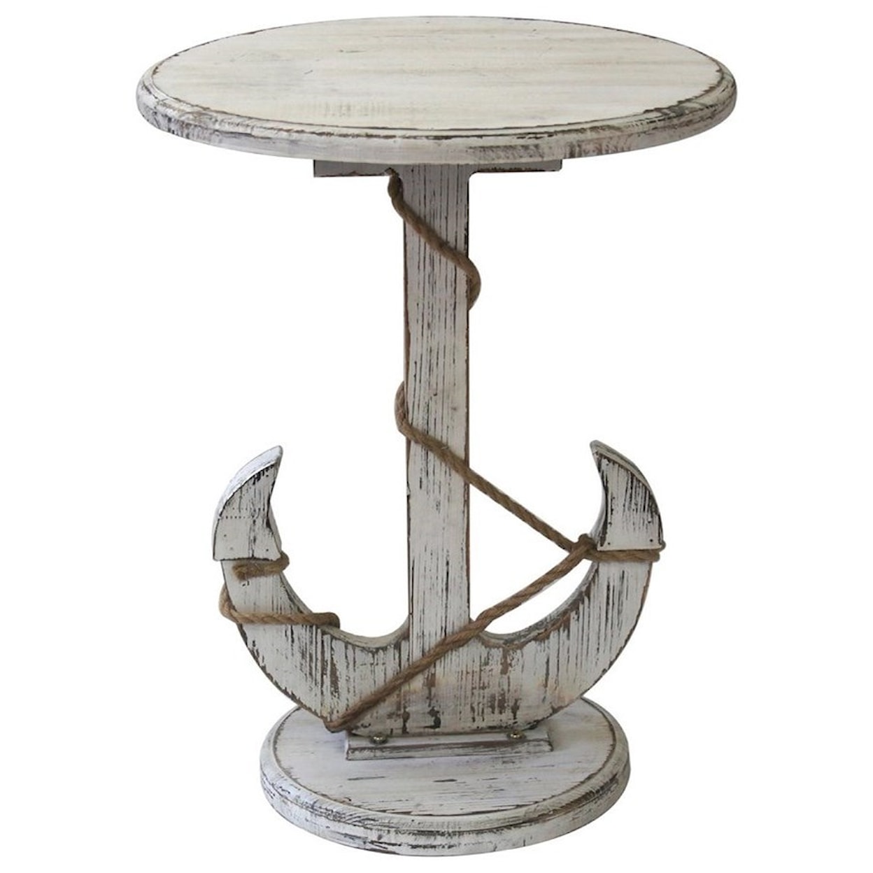 Crestview Collection Accent Furniture Harbor Distressed White Anchor Table