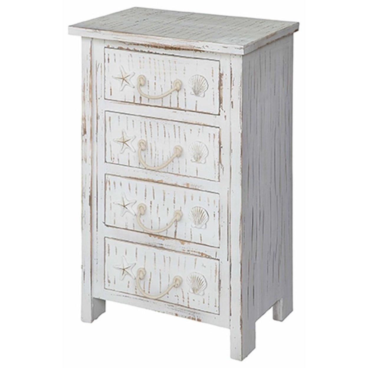 Crestview Collection Accent Furniture Seaside White Shell 4 Drawer Chest