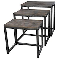Trail Ridge Aged Metal and Burnished Oak Set of Nested Tables