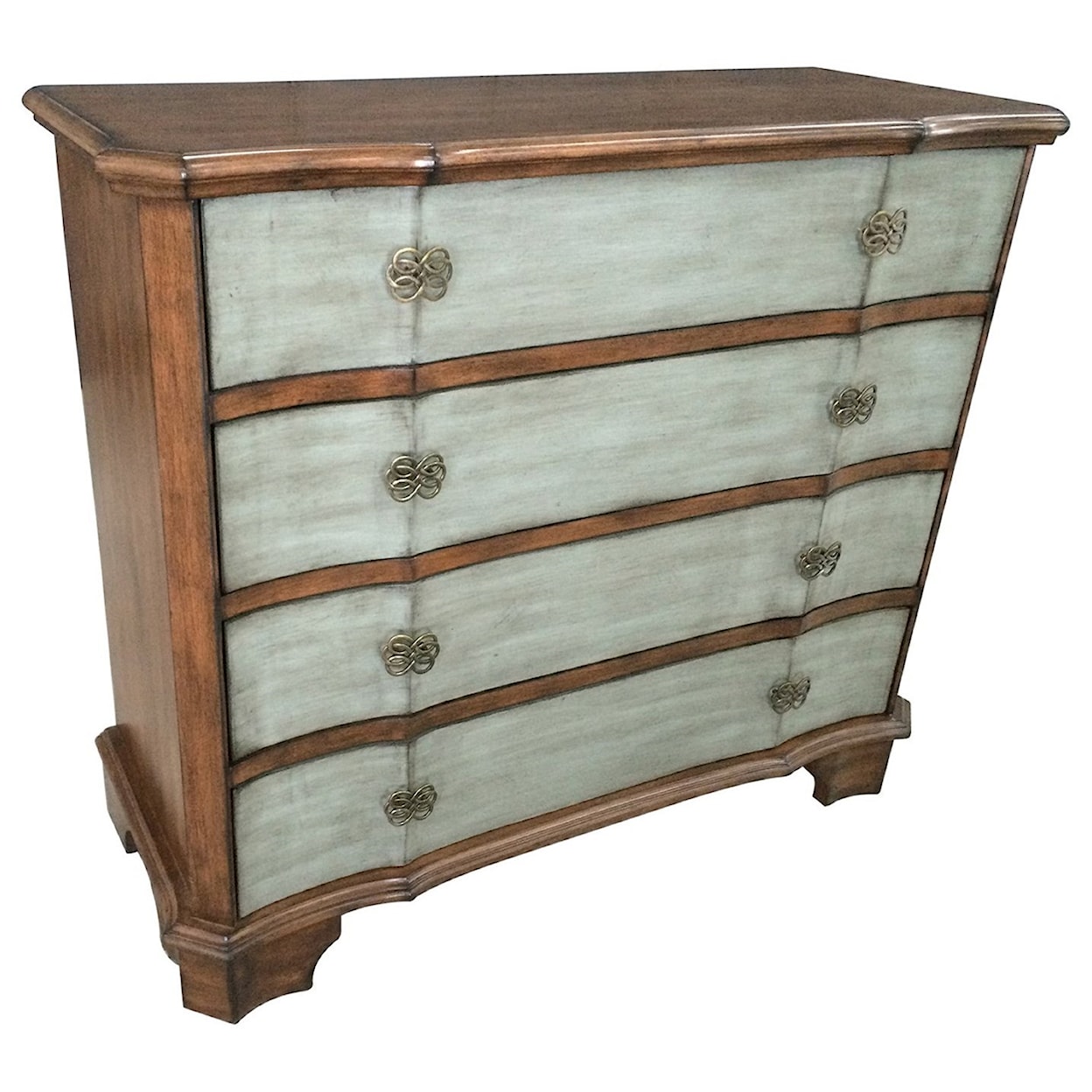 Crestview Collection Accent Furniture Felicity 4 Drawer 2 Tone Shaped Front Chest