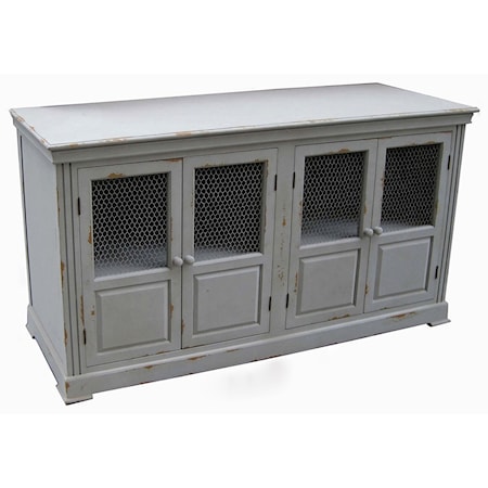 Lydia Pale Grey and Chicken Wire Sideboard