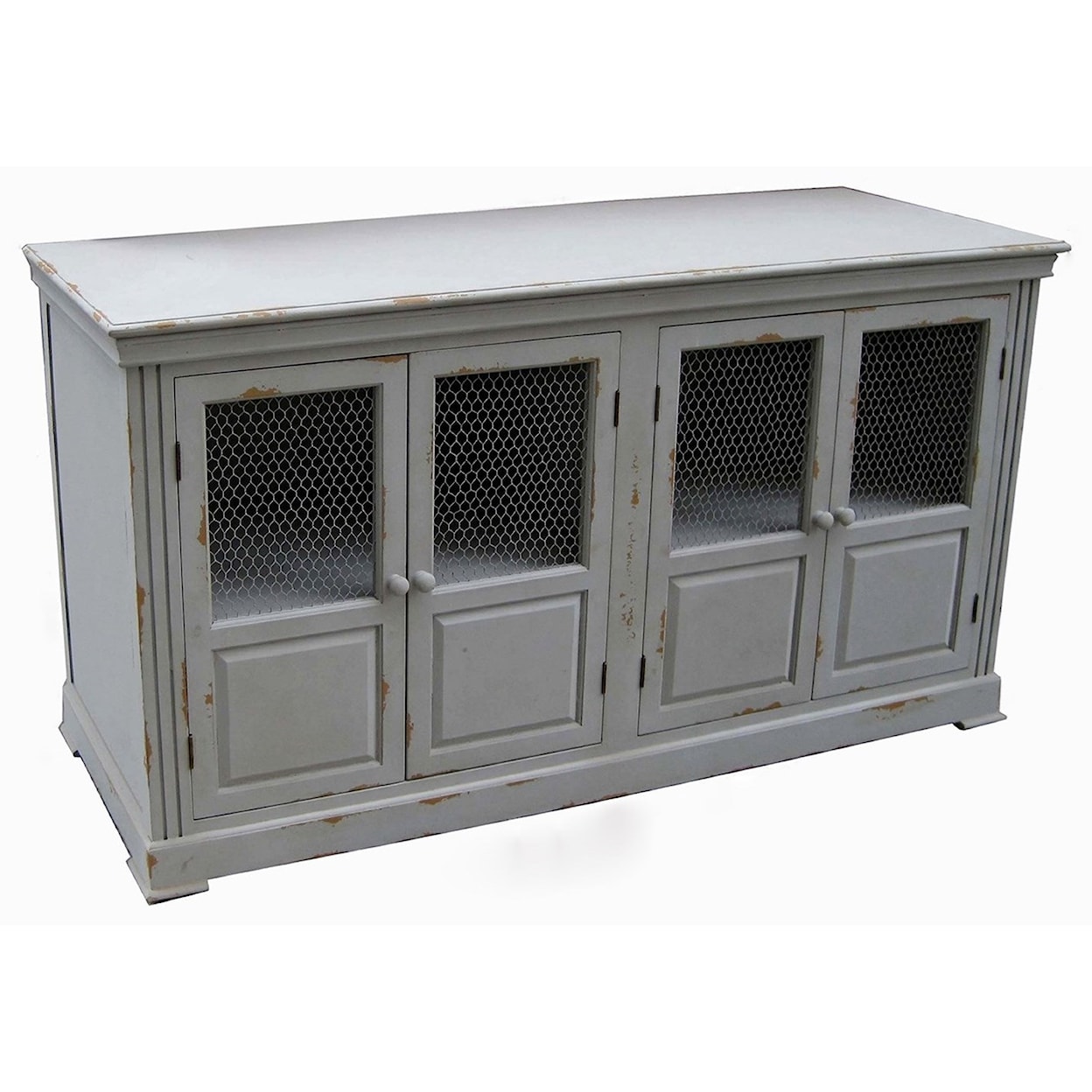 Crestview Collection Accent Furniture Lydia Pale Grey and Chicken Wire Sideboard