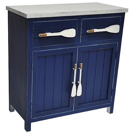 Cape May Azure Blue and White Paddle Cabinet