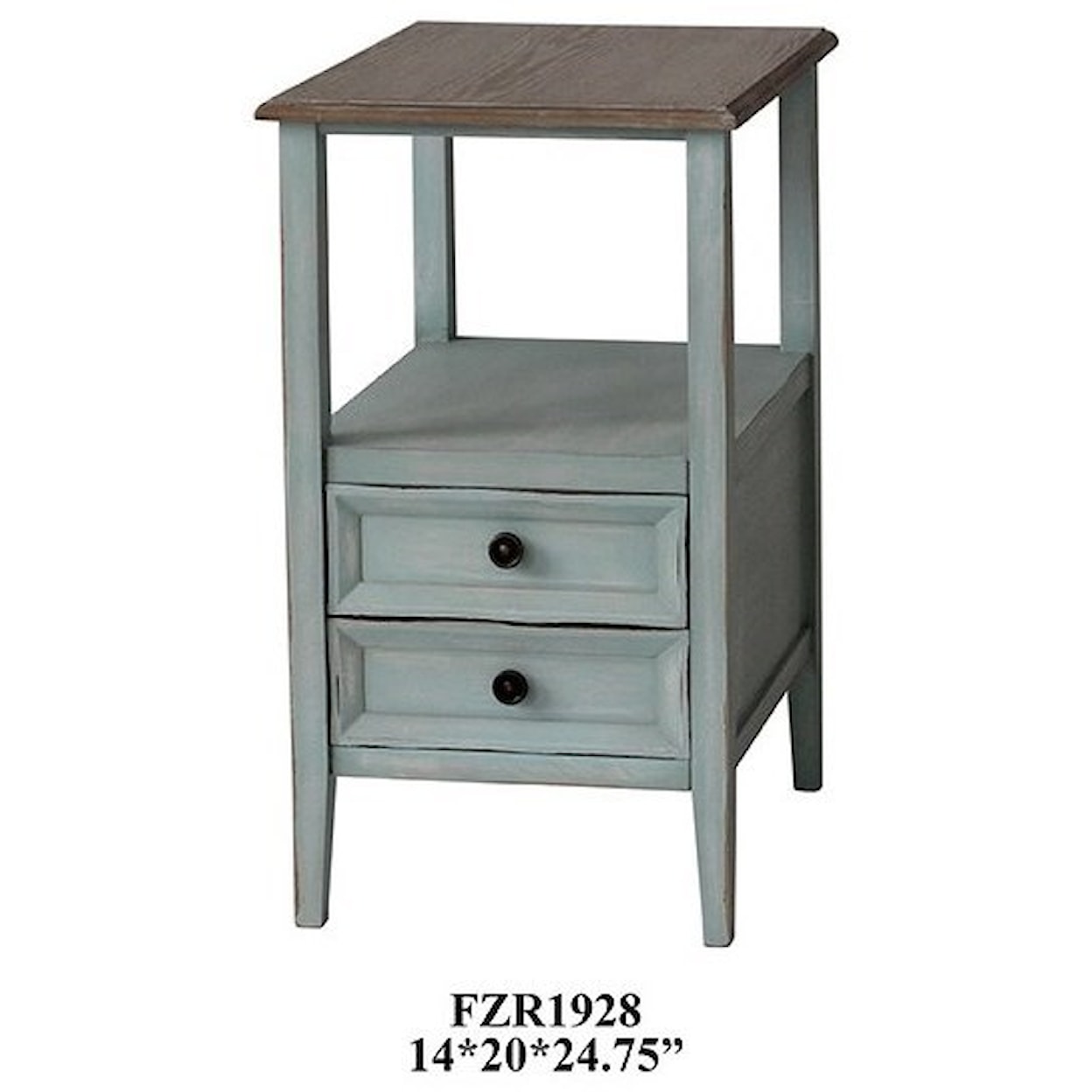 Crestview Collection Accent Furniture Bethany 2 Drawer Sea Mist Chairside w/ Wood