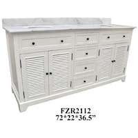 Cottage White 72" Double Vanity Sink w/ 4 Drawers