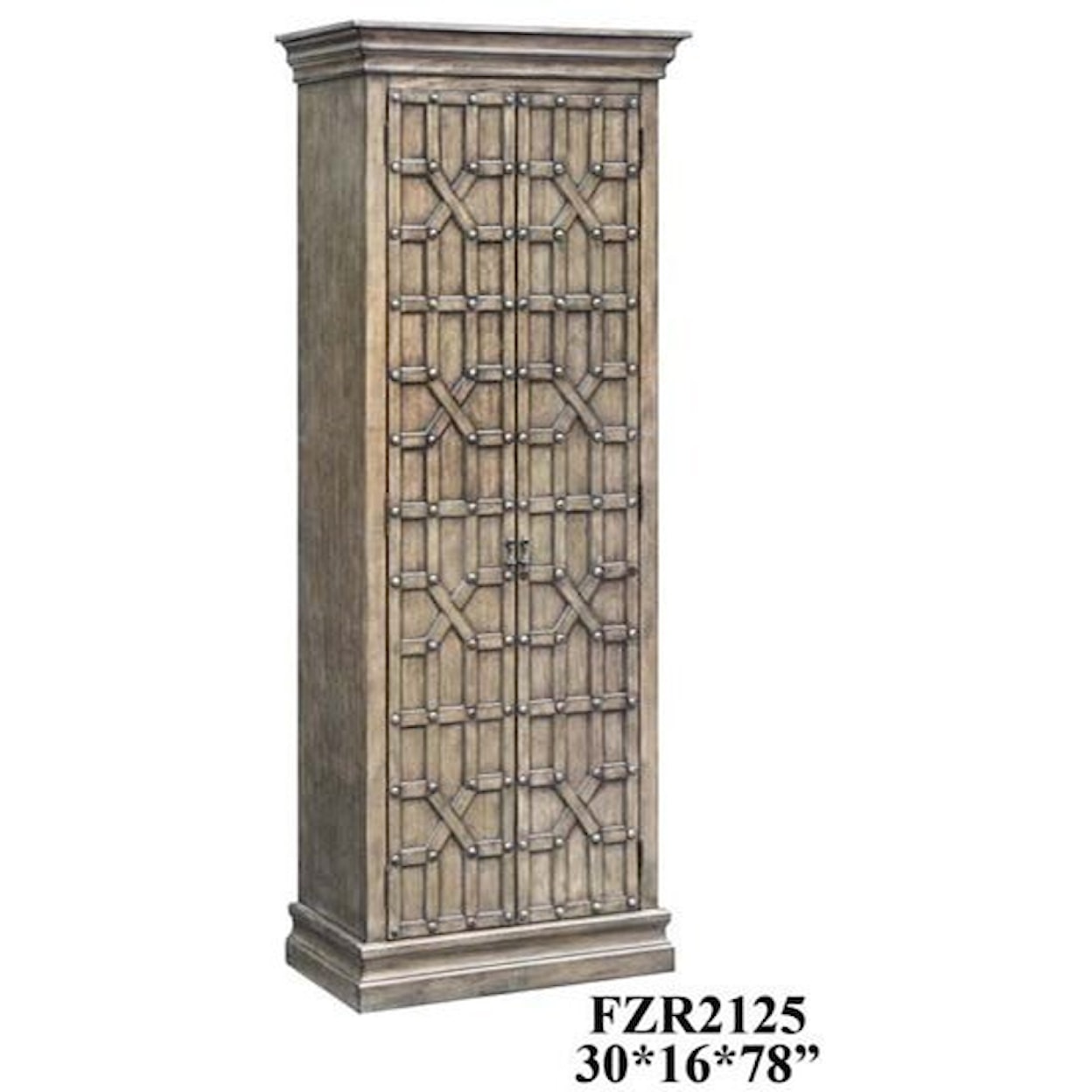 Crestview Collection Accent Furniture Sedgwick Overlaid Fretwork Tall Cabinet