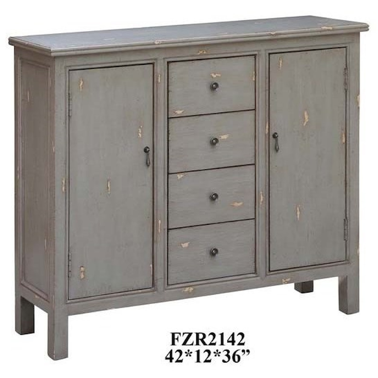 Crestview Collection Accent Furniture Richmond Textured Grey 4 Drawer / 2 Door Cab