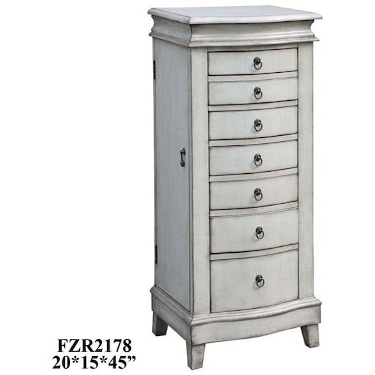 Crestview Collection Accent Furniture Evelyn Pale Grey Jewelry Armoire