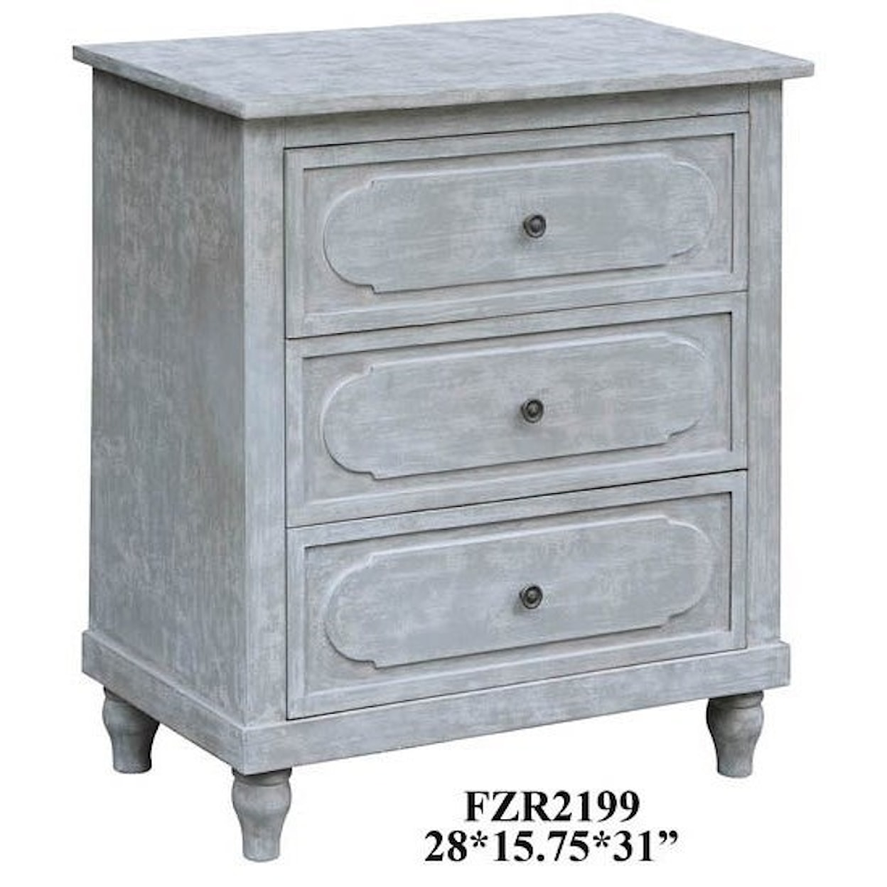 Crestview Collection Accent Furniture Callaghan 3 Drawer Cloudy Grey Chest