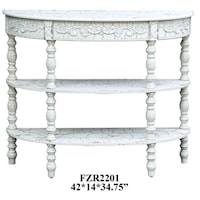 Genevieve Antique Crackled White Demilune Console