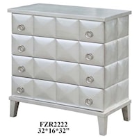 SoHo 4 Drawer Pyramid Front Silver Leaf Chest