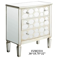 Felicity 3 Drawer Oval Mirror Design Champagne Finish Chest