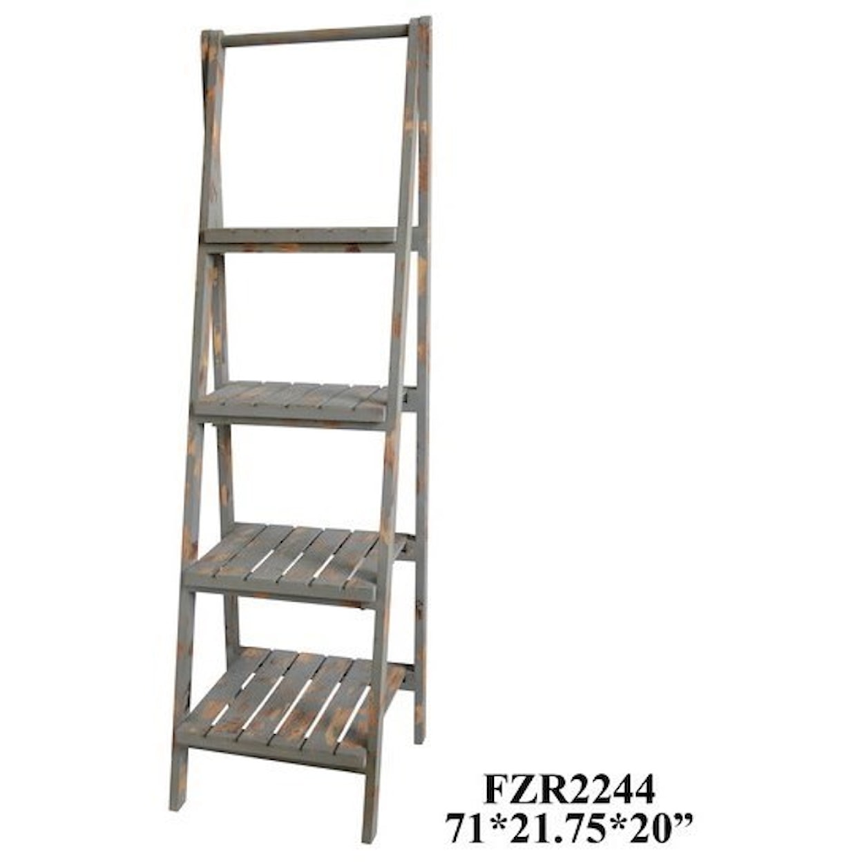 Crestview Collection Accent Furniture Sutton 4 Tier Grey Distressed Wood Angled Et