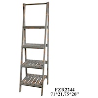 Sutton 4 Tier Grey Distressed Wood Angled Etagere