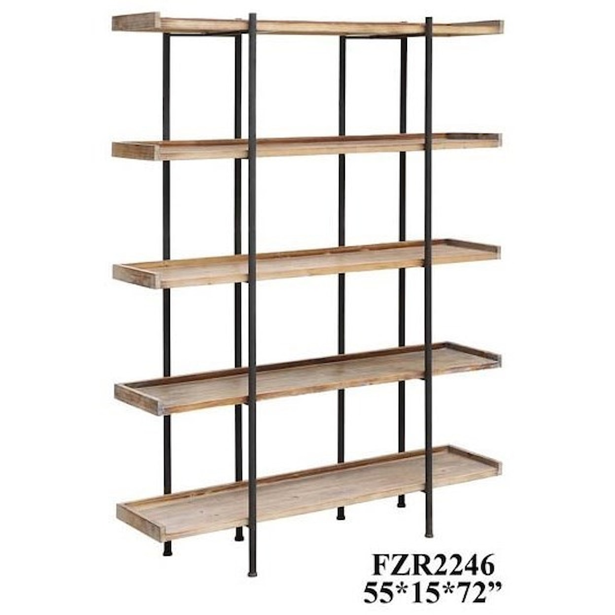 Crestview Collection Accent Furniture Wingate Rustic Wood and Metal 4 Shelf Etager