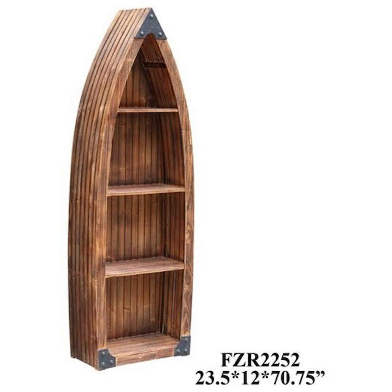 Crestview Collection Accent Furniture Mountain View Rustic Wood Canoe 3 Shelf Book