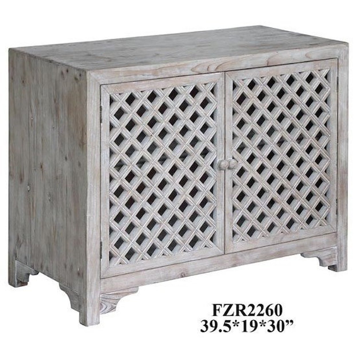 Crestview Collection Accent Furniture Charlotte 2 Door Light Wash Diamond Lattice