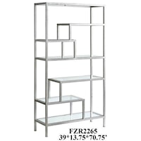 Hollywood Dabbed Silver Leaf and Beveled Glass Offset Etagere