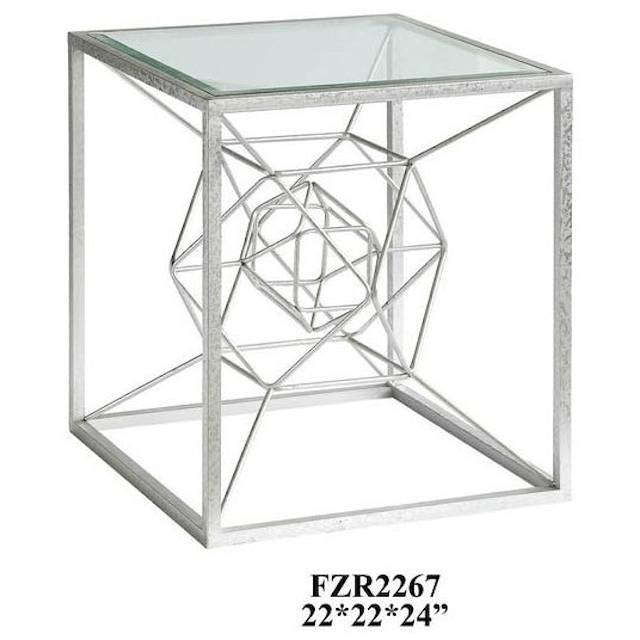 Crestview Collection Accent Furniture Hollywood Dabbed Silver Leaf Accent Table